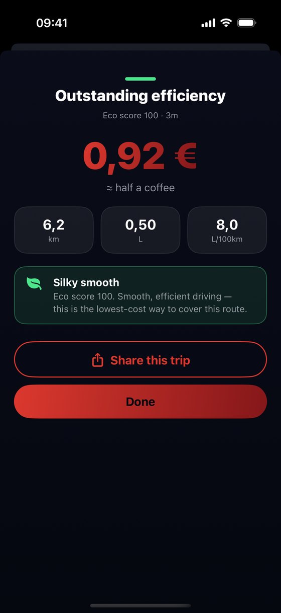 Trip summary screen